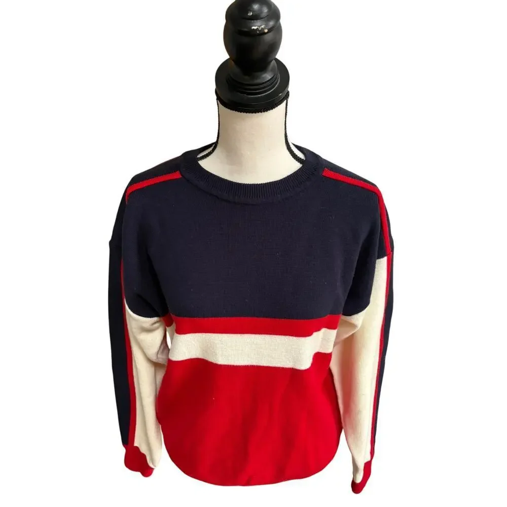 Vintage Incline Sport Ski Sweater Red Navy Cream Colorblock Men’s M 80s
